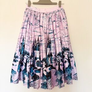 Pinup Couture Pink and Black Disney Castle Skirt Size Small